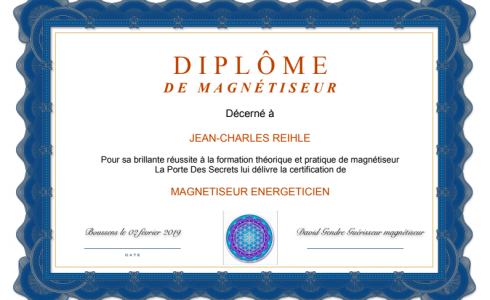 Diplôme de Jean-Charles Reihle