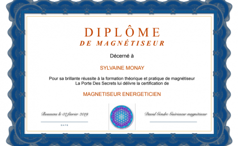 Diplôme de Sylvaine Monay